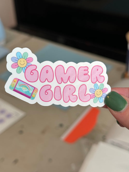 Gamer Girl Sticker Water bottle sticker laptop sticker Kindle Sticker Gift for Video Gamer Cozy gamer Stanley Cup sticker hydroflask decal