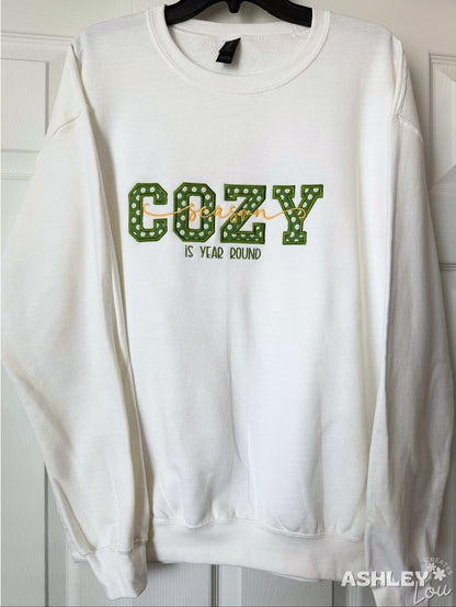 Cozy Season is Year Round Embroidered Applique Sweatshirt