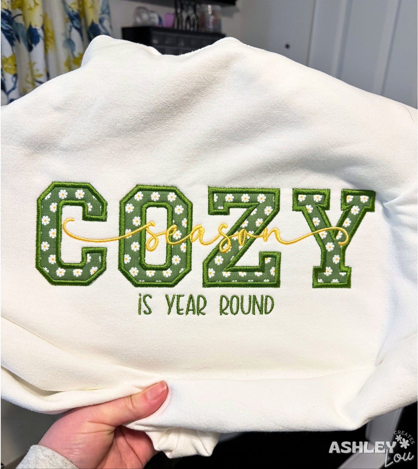 Cozy Season is Year Round Embroidered Applique Sweatshirt