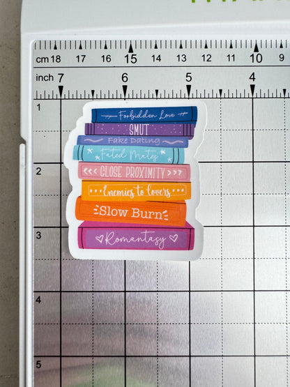 Romance Book Tropes Sticker, Bookish sticker, Bright Colors, Water bottle sticker, laptop sticker, kindle sticker