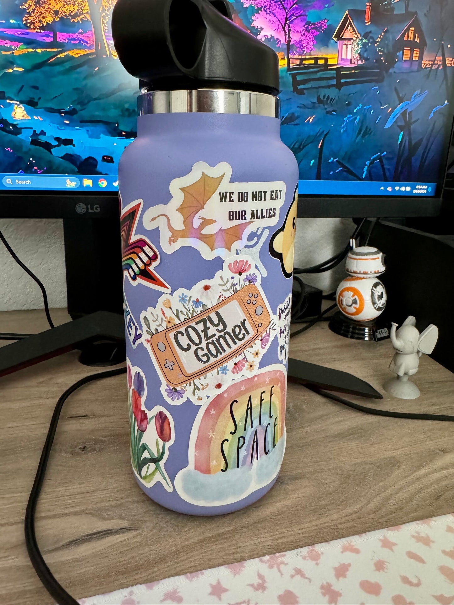 Cozy Gamer Waterproof Sticker, Floral Console Decal