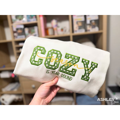 Cozy Season is Year Round Embroidered Applique Sweatshirt