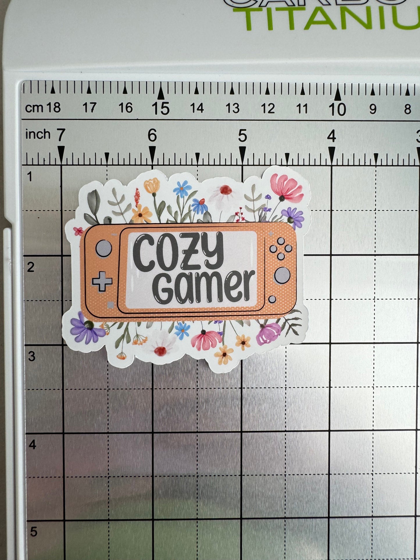 Cozy Gamer Waterproof Sticker, Floral Console Decal