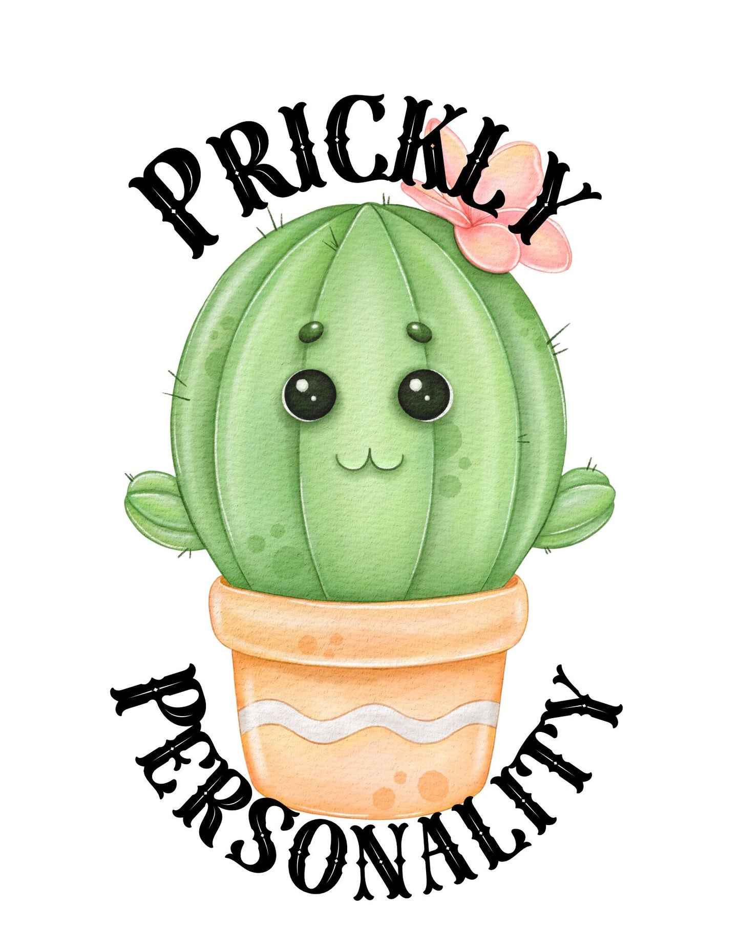 Kawaii Cactus Sticker, Prickly Personality, Funny Quote Vinyl Decal