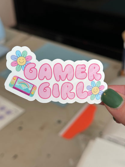 Gamer Girl Sticker Water bottle sticker laptop sticker Kindle Sticker Gift for Video Gamer Cozy gamer Stanley Cup sticker hydroflask decal