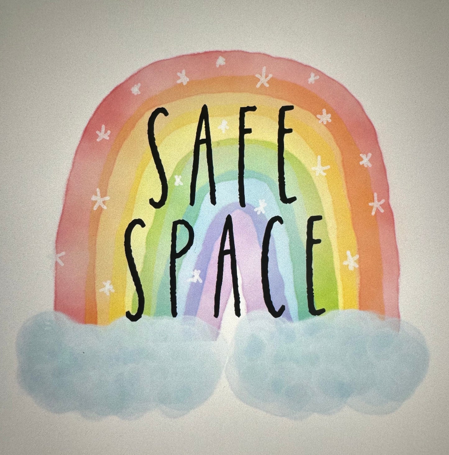 Watercolor Rainbow Safe Space Sticker, Waterproof Vinyl Decal